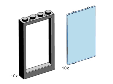 Конструктор LEGO (ЛЕГО) Bulk Bricks 3508 1x4x5 Black Window with Transparent Light Blue Pane