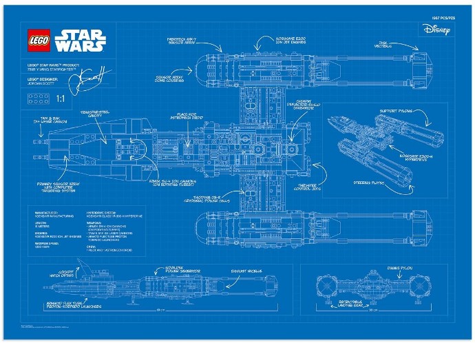 Конструктор LEGO (ЛЕГО) Gear 5005624 Y-Wing blueprint poster