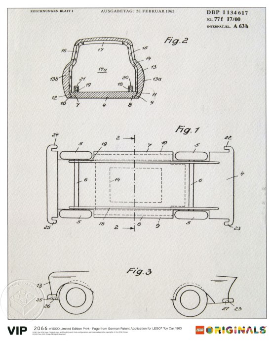 Конструктор LEGO (ЛЕГО) Gear 5006006 Limited Edition Print – Page from German Patent Application for LEGO Toy Car, 1963