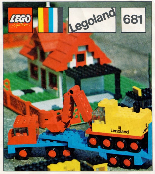 Конструктор LEGO (ЛЕГО) LEGOLAND 681 Low loader with 4 wheel excavator