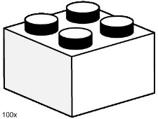 LEGO Bulk Bricks 3455 2x2 White Bricks