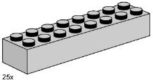 LEGO Bulk Bricks 3464 2x8 Light Grey Bricks