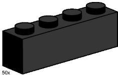 LEGO Bulk Bricks 3468 1x4 Black Bricks