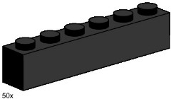 LEGO Bulk Bricks 3473 1x6 Black Bricks