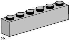 LEGO Bulk Bricks 3474 1x6 Light Grey Bricks