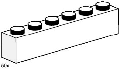 LEGO Bulk Bricks 3475 1x6 White Bricks