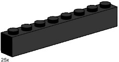 LEGO Bulk Bricks 3478 1x8 Black Bricks