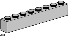 LEGO Bulk Bricks 3479 1x8 Light Grey Bricks
