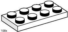 LEGO Bulk Bricks 3484 2x4 White Plates