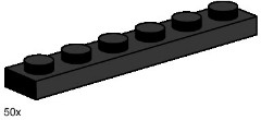 LEGO Bulk Bricks 3486 1x6 Black Plates