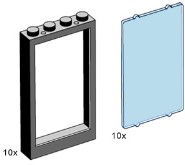LEGO Bulk Bricks 3508 1x4x5 Black Window with Transparent Light Blue Pane