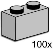LEGO Bulk Bricks 3725 1x2 Light Grey Bricks