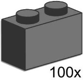 LEGO Bulk Bricks 3726 1x2 Dark Grey Bricks