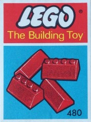 LEGO System 480 Slopes and Slopes Double 2 x 4, Red (The Building Toy)