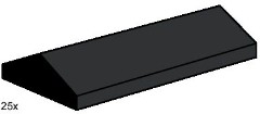 LEGO Bulk Bricks B004 2 x 4 Ridge Roof Tiles, Low Sloped Black